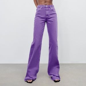 purple wide leg zara jeans (size 6)